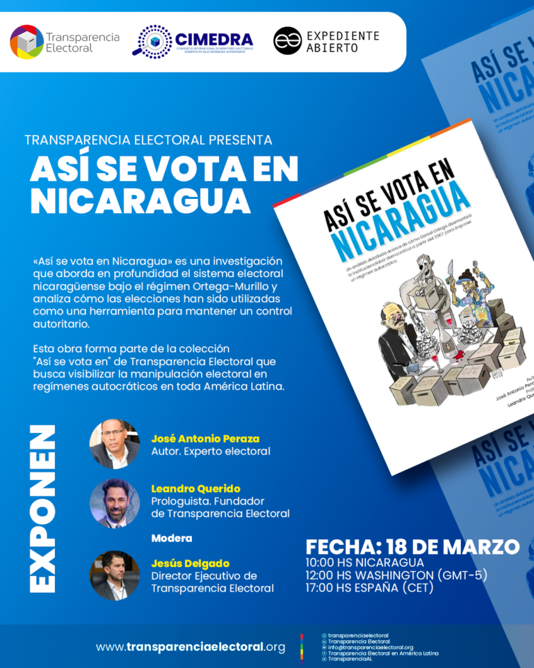 Invitación a presentación del libro "Así se vota en Nicaragua"